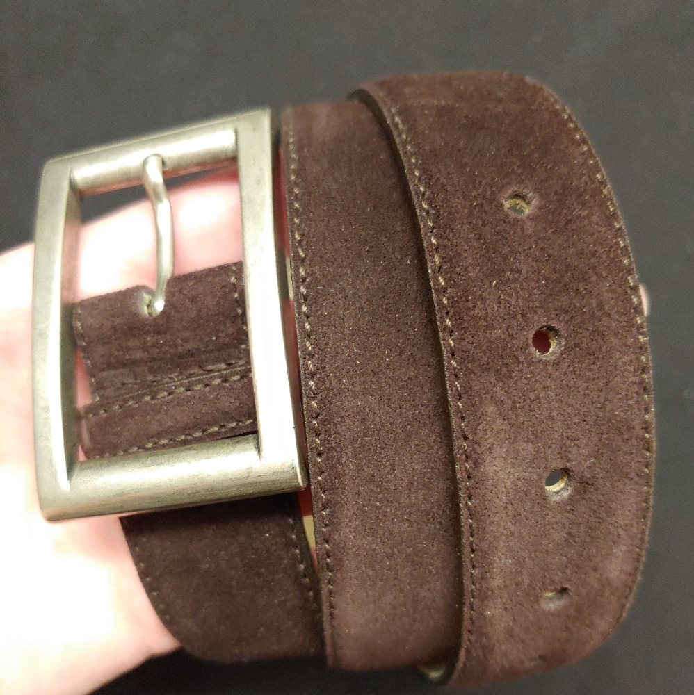 MONDI. Dark Chocolate Suede Belt. Classic style